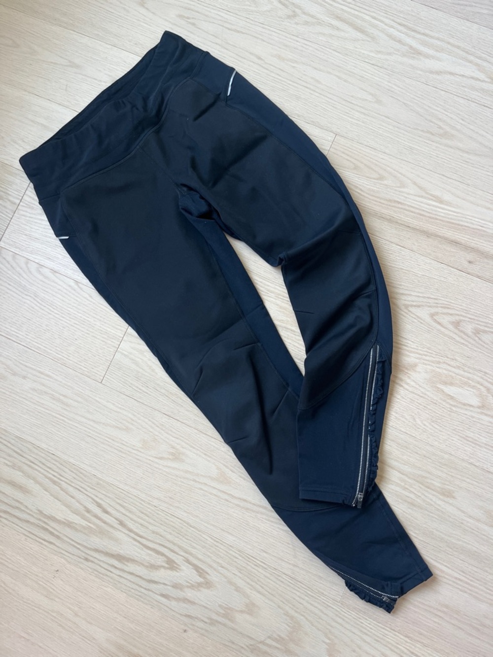 Athleta Black Performance Leggings with Reflective Trim